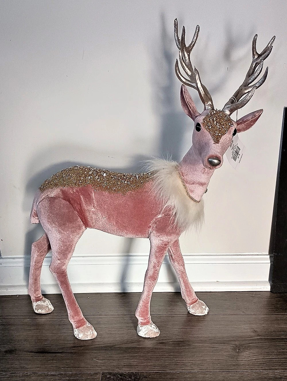 Pink & Gold Glitter Reindeer Decor